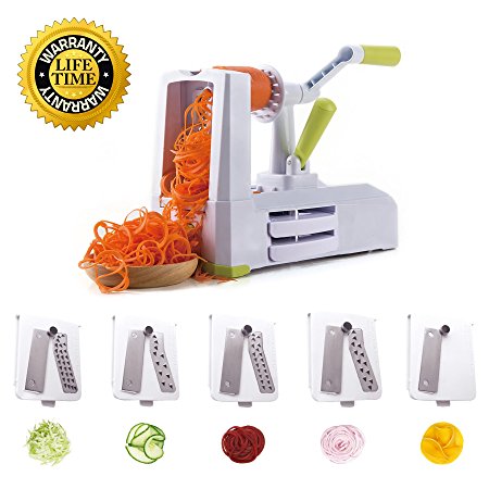 CO-Z Spiralizer 5-Blade Vegetable Slicer Spiral Best Veggie Pasta Spaghetti Maker for Low Carb/ Paleo/ Gluten-Free Meals