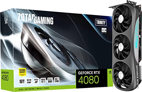 ZOTAC Gaming GeForce RTX 4080 16GB Trinity OC 16GB GDDR6X 256-bit 22.4 Gbps PCIE 4.0 Gaming Graphics Card, IceStorm 2.0 Advanced Cooling, Spectra 2.0 RGB Lighting, ZT-D40810J-10P