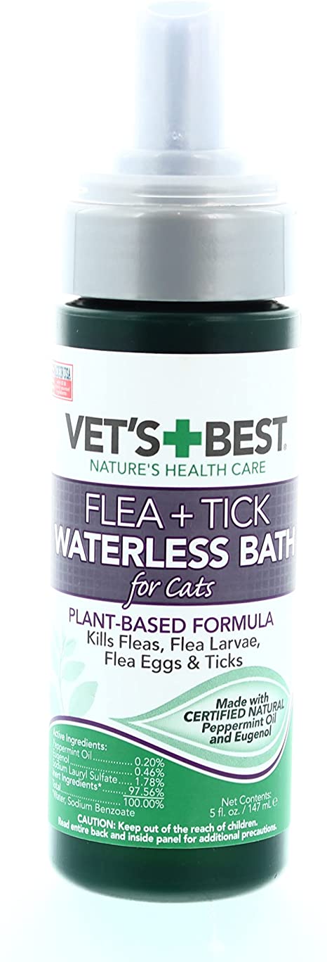 Vet's Best (3 Pack) Natural Flea and Tick Waterless Bath Foam for Cats, 5 oz