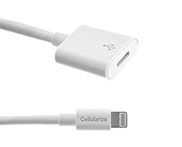 Lightning Extension Cable (6 foot white) for iPhone 6, 6S, Plus, 7; Pass Video, Data, Audio Through Male to Female 8-Pin Cable. Dock Connector Extender Extension Cable for Lightning