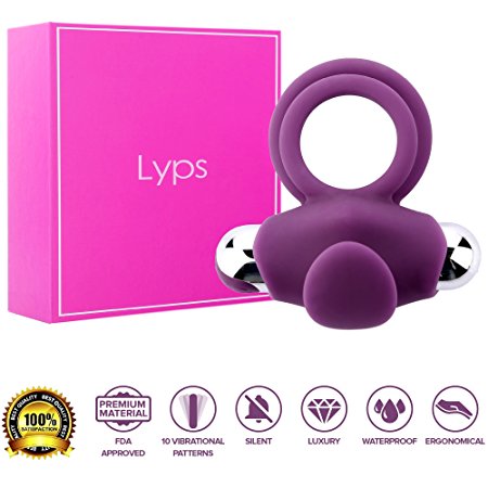 Lyps Eros: Vibrating Cock Ring (USB Charged) with 10 Vibrational Settings ¨C Stimulate Penis, Vagina & Clit - Sex Toy Suitable for Men And Couples - Waterproof & Discreetly Packaged Adult Toy, Purple