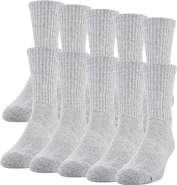 Gildan mens Cotton Crew Socks, 10 Pair