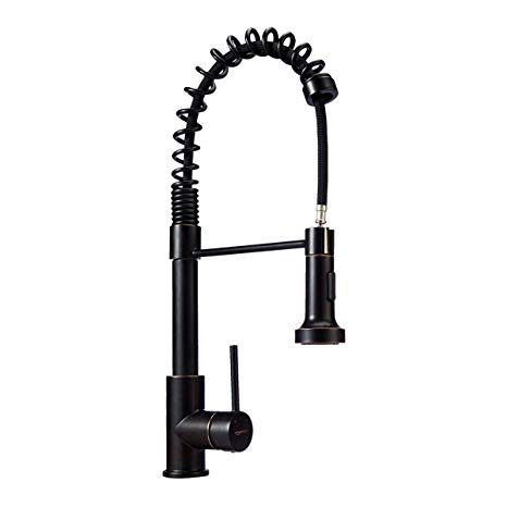 AmazonBasics Pro-Style Spring Sprayer Kitchen Faucet, Oil-Rubbed Bronze