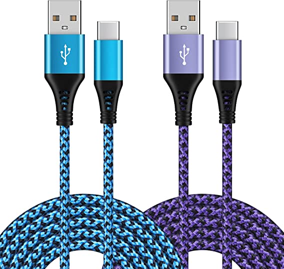 2Pack 6ft Fast USB Type C Cable Phone Charger Charging Cord for Motorola Moto G10 G9 G8 G7 Power Plus Play, Edge/G Power/Stylus/Razr/One 5G Ace/G100, G6 X4 Z4 Z3 Z2 Z Play Force Droid