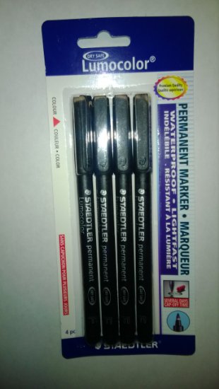 Staedtler Lumocolor Permanent Pen 318-9 Fine 06mm Line - Black Pack of 4