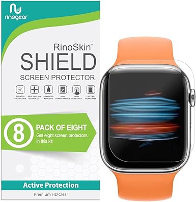 RinoGear (8-Pack Screen Protector for Apple Watch 41mm Screen Protector iWatch Series 9 8 7 Case Friendly Accessories Flexible Full Coverage Clear TPU Film
