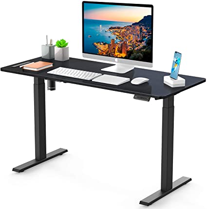 Adjustable Stand Up Desk, 55x24 Inch Extra-Large Memory Electric Standing Desk, Ohuhu Height Adjustable Computer Desk with 4 Settable Memory Heights, Heavy Duty Modern Ergonomic Desks for Home Office