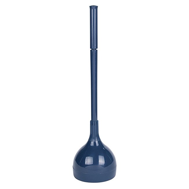 InterDesign Una Toilet Plunger and Holder for Bathroom Storage - Navy Blue