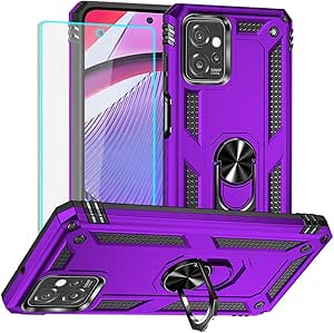 for Moto G Power 5G 2023 Case, Moto G Power 2023 Case with HD Screen Protector, Military Grade Protective Cases with Ring for Moto G Power 5G 2023（Purple）