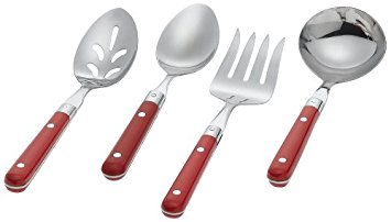 Ginkgo Le Prix 4-Piece Stainless Steel Hostess Serving Set, Milano Red