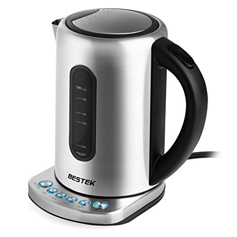 BESTEK Digital Electric Kettle 1.7L Stainless Steel Water Boiler Fast Boiling Tea Kettle with Built-In Precision Temperature Control Panel Base, Auto Shut Off, Boil Dry Protection and Keep Warm