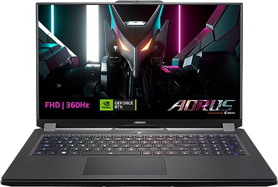 GIGABYTE AORUS 7: 17.3" FHD 1920x1080 360Hz, NVIDIA GeForce RTX 4060 Laptop GPU 8GB GDDR6, Intel Core i5-12500H, 16GB DDR4 RAM, 512GB SSD, Win11 Home (AORUS 7 9KF-E3US513SH), Black