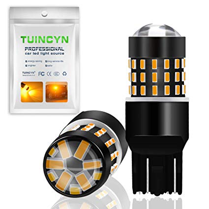 TUINCYN 7443 7440 T20 7444NA 992 LED Bulbs Amber Yellow Super Bright 3014 54-EX Chipsets Backup Reverse Light, Parking Light, Daytime Running Light, Rear Turn Signals Light, Tail Light(2-Pack)