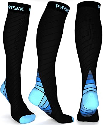 Physix Gear Compression Socks for Men & Women (20-30 mmhg) Best Graduated Athletic Fit for Running, Nurses, Shin Splints, Flight Travel & Maternity Pregnancy - Boost Stamina, Circulation & Recovery