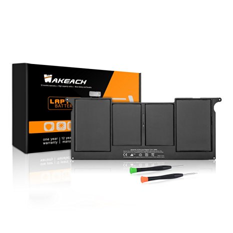 Wakeach New Laptop Battery for Apple A1370 A1375 (Late 2010 Version) MacBook Air 11-Inch , also fits MC507 MC505LL/A MC506LL/A MC507LL/A - 12 Months Warranty [4-cell 4800mAh / 35Wh]