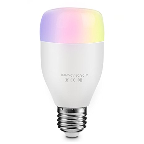 Smart WiFi Bulb, ELEGIANT 6W Bluetooth LED Light Bulb Smartphone free APP Controlled Work with Alexa Wake Up Lights - Dimmable Multicolored Color Changing LED Night Light for Home Office Party