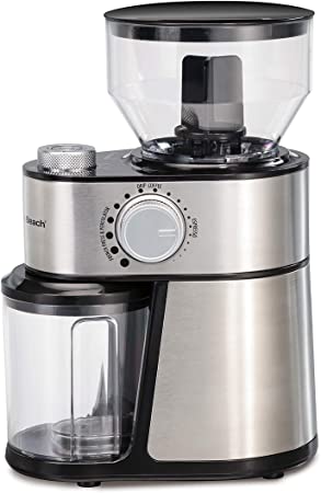 Hamilton Beach Electric Burr Coffee Grinder with Large 16oz Hopper and 18 Settings for 2-14 Cups, Stainless Steel (80385)