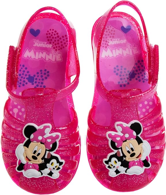 Disney Girls Favorite Characters Jelly Sandals - Ballet Summer Slides Beach Water Slip On (Pink/blue) (Toddler/Little Kid)