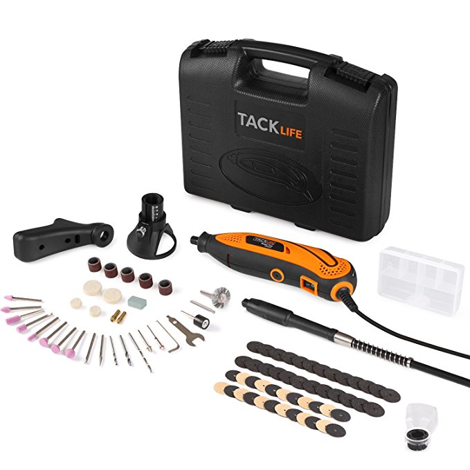 Tacklife RTD35ACL Advanced Multi-functional Rotary Tool Kit with 80 Accessories and 4 Attachments Variable Speed for Around-the-House and Crafting Projects