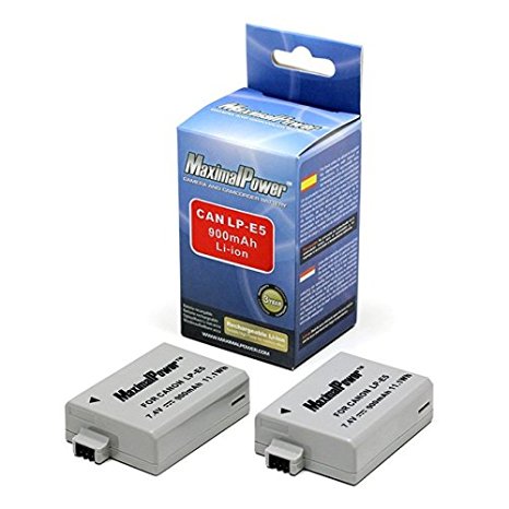 MaximalPower 2Pack Replacement Battery for Canon LP-E5 & EOS Rebel XSi,XS,T1i,EOS 450D,EOS 500D and EOS 1000D Camera
