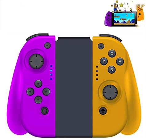 Wireless Joy con Controller for Nintendo Switch, Remote Joy Pad Controller Gamepad Joystick, Comfortable Handheld Joy-Con Remote, Supports Gyro Axis and Dual Vibration(Purple   Yellow)