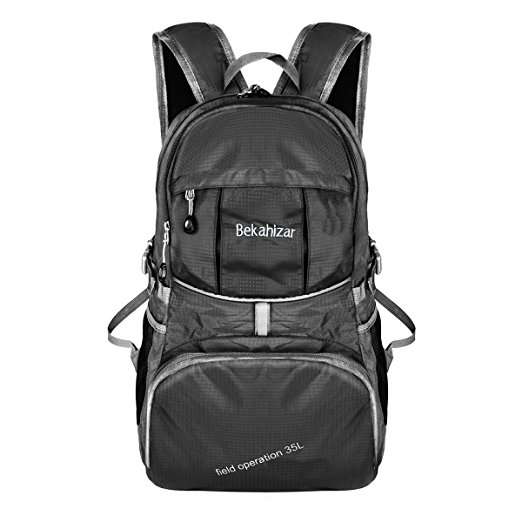 Bekahizar Lightweight Foldable Backpack 35L Ultralight Packable Daypack for Traveling Day Trips Outdoor Sports Hiking Trekking Camping Cycling