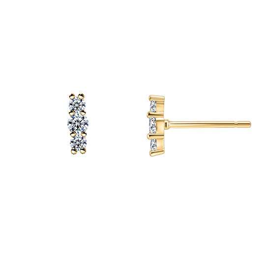 PAVOI 14K Gold Plated Sterling Silver Post Sparkling Elegance Cubic Zirconia Bar Earrings | Gold Earrings for Women