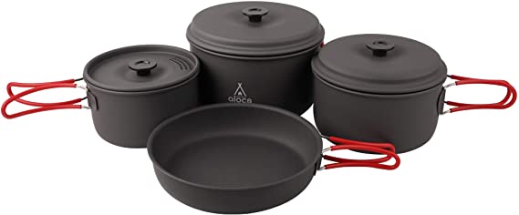 Alocs Camping Cookware Pots and Pans Set Backpacking Mess kit for Hiking Picnic Outdoor Lightweight