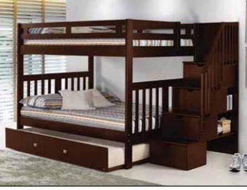 Donco Kids 225-FFCP_503-CP Mission Bunk Bed withTrundle Full/Full/Twin Dark Cappuccino