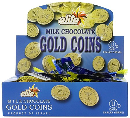 Elite Milk Chocolate Gold Coins Box of 24 Mesh Bags(0.53 oz each)