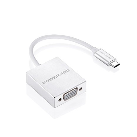 Poweradd USB 3.1 Type C to VGA Adapter with 1080P FHD Resolution Supported & Better Heat Dissipation Anodized Aluminum Case for USB Type C Devices - Silver