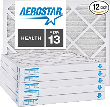 20x25x2 AC and Furnace Air Filter by Aerostar - MERV 13, Box of 12