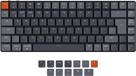 Keychron K3 Ultra-Slim Hot Swappable RGB Backlit Wireless Bluetooth/Wired USB Mechanical Keyboard, 75% ISO-UK-Layout Low-Profile Optical Brown Switch 84 Keys Gaming Keyboard for Mac Windows-Version 2