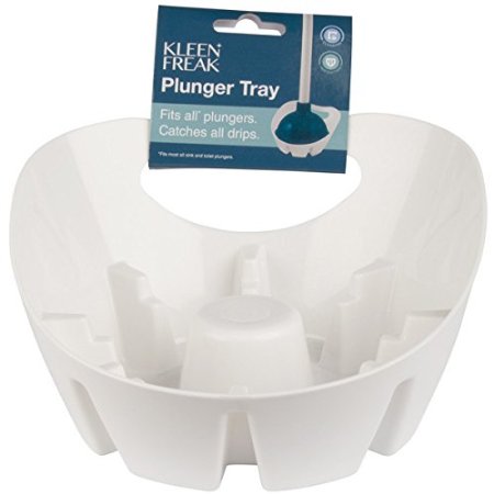 Kleen Freak Antibacterial Universal Plunger Holder Tray with Germ Guard - White