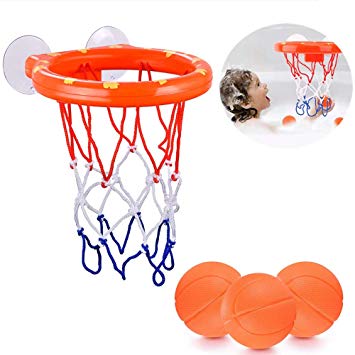 ALLCELE Kids Bath Basketball Hoop & Balls Playset for Preschool Boys & Girls | Bathtub Shooting Game for Kids & Toddlers | Suctions Cups That Stick to Any Flat Surface   3 Balls Included