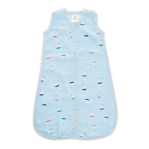Aden by aden + anais Classic Sleeping Bag; 100% Cotton Muslin; Wearable Baby Blanket; Making Waves; Sailboats; Small; 0-6 Months