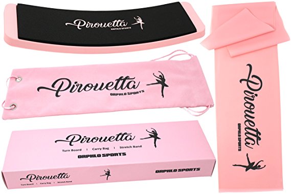 Premium Pirouetta Turn Board, Carry Bag and Stretch Band, with High-Quality Packaging Box, Comes With Thick Foam Padding, Dance Accessory and Ballet Equipment, Turning Board is a Great Present for All Dancers (by ORPHLO Sports)