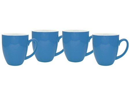 Culver 16-Ounce Bistro Ceramic Mug, Sky Blue, Set of 4