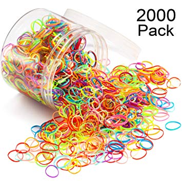 Hicarer 2000 Pack Mini Rubber Bands Elastic Hair Bands Soft Hair Ties with Box for Children Hair Braiding Hair Wedding Hairstyle (Multicolor)