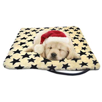 Adjustable and Waterproof Pet 110V Electric Heating Pad Warming Mat with Chew Resistant Steel Cord for Dog Cat,17.7"x17.7"