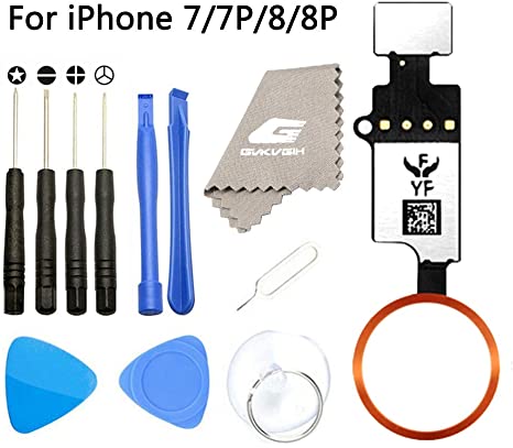 Latest Home Button Replacement for iPhone 7 7Plus 8 8Plus,GVKVGIH Home Button Touch ID Main Key Flex Cable Assembly Replacement with Repair Tools for iPhone 7 7P 8 8P (Version4.0 Rose Gold)