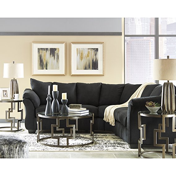 Flash Furniture Signature Design by Ashley Darcy Sectional in Black Microfiber