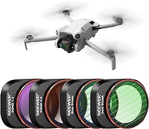 NEEWER ND and Effect Filter Set Compatible with DJI Mini 4 Pro, 4 Pack GND0.9 GND1.2 Soft Edge Gradient Neutral Density/Blue/Gold Streak Anamorphic Effect Filters, HD Optical Glass/Aluminum Frame