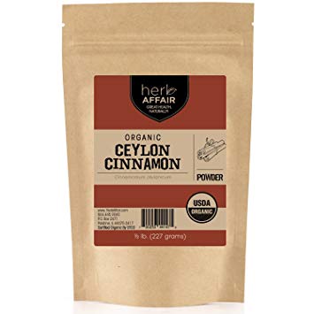 Herb Affair Organic Ceylon Cinnamon Powder, Freshly Ground, Referred to As True Cinnamon, Sweet, Delicate and Mild Flavor (1/2 lb.)