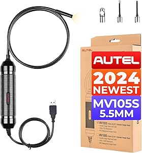 Autel MaxiVideo MV105, Best Video Scope for Autel MS906TS/MS906BT/MK906BT/MS908P, Digital Inspection Endoscope with 320 * 240 Pixel, 5.5mm Diameter, LED Illumination for Easy Inspection Work