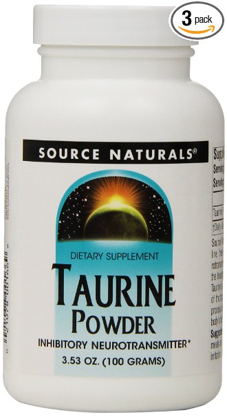 Source Naturals Taurine Powder, Calming Neurotransmitter, 100 Grams (Pack of 3)