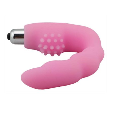 Bluelove C Shape Soft Silicone P spot Stimulation Prostate Vibrato Massager Pink