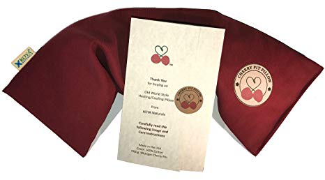 KOYA Naturals Cherry Pit Pillow in Henna Red - Heating Pad Microwavable – Moist Heat Cherry Stone/Seed Heat Pack - for Neck, Muscle, Joint, Stomach Pain, Menstrual Cramps - Warm Compress Neck Wrap
