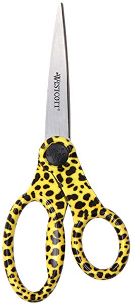 Westcott 8-Inch Trendsetter Animal Print Scissors, Cheetah