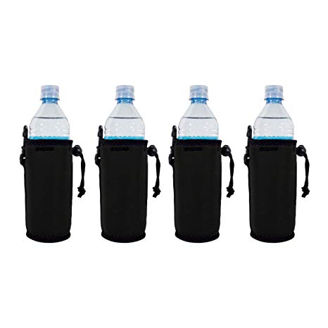 Blank Neoprene Water Bottle Coolie(s) with Full Bottom (4, Black)